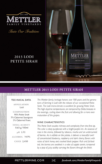 Mettler 2013 Petite Sirah Wine Card