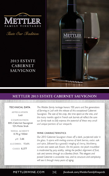 Mettler 2013 Cabernet Wine Card